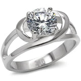 TK066 - High polished (no plating) Stainless Steel Ring with AAA Grade CZ  in Clear - Alamode
