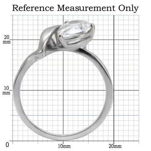 TK067 - High polished (no plating) Stainless Steel Ring with AAA Grade CZ in Clear - Alamode - Flyclothing LLC