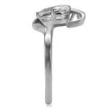 TK067 - High polished (no plating) Stainless Steel Ring with AAA Grade CZ in Clear - Alamode - Flyclothing LLC