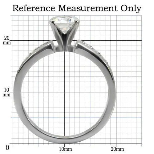 TK068 - High polished (no plating) Stainless Steel Ring with AAA Grade CZ in Clear - Alamode - Flyclothing LLC