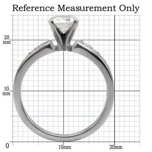 TK068 - High polished (no plating) Stainless Steel Ring with AAA Grade CZ in Clear - Alamode - Flyclothing LLC