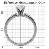 TK068 - High polished (no plating) Stainless Steel Ring with AAA Grade CZ  in Clear