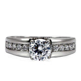 TK068 - High polished (no plating) Stainless Steel Ring with AAA Grade CZ in Clear - Alamode - Flyclothing LLC