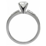 TK068 - High polished (no plating) Stainless Steel Ring with AAA Grade CZ in Clear - Alamode - Flyclothing LLC