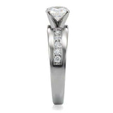 TK068 - High polished (no plating) Stainless Steel Ring with AAA Grade CZ in Clear - Alamode - Flyclothing LLC
