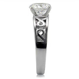 TK069 - High polished (no plating) Stainless Steel Ring with AAA Grade CZ in Clear - Alamode - Flyclothing LLC