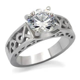TK069 - High polished (no plating) Stainless Steel Ring with AAA Grade CZ in Clear - Alamode - Flyclothing LLC