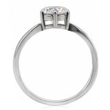 TK071 - High polished (no plating) Stainless Steel Ring with AAA Grade CZ  in Clear - Alamode