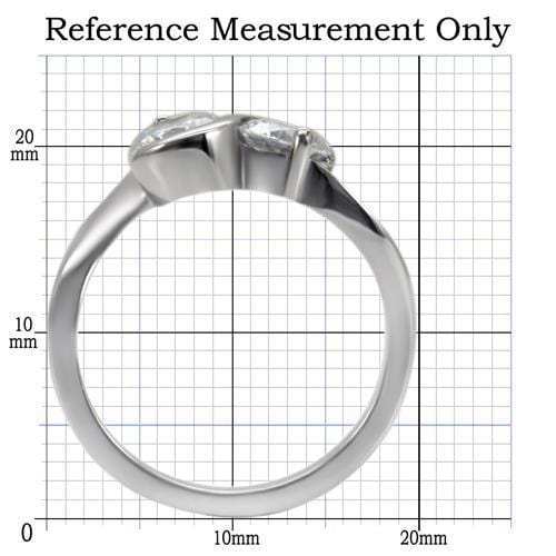 TK072 - High polished (no plating) Stainless Steel Ring with AAA Grade CZ in Clear - Alamode - Flyclothing LLC