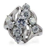 TK074 - High polished (no plating) Stainless Steel Ring with AAA Grade CZ in Clear - Alamode - Flyclothing LLC