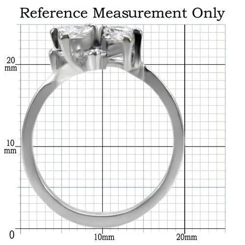 TK075 - High polished (no plating) Stainless Steel Ring with AAA Grade CZ in Clear - Alamode - Flyclothing LLC