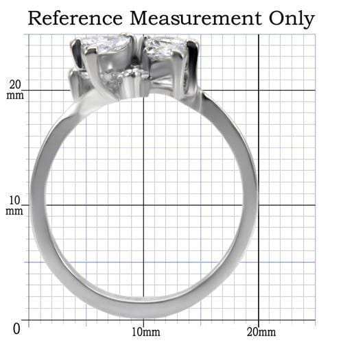 TK075 - High polished (no plating) Stainless Steel Ring with AAA Grade CZ in Clear - Alamode - Flyclothing LLC