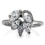 TK075 - High polished (no plating) Stainless Steel Ring with AAA Grade CZ  in Clear - Alamode