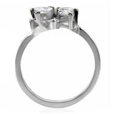 TK075 - High polished (no plating) Stainless Steel Ring with AAA Grade CZ  in Clear - Alamode