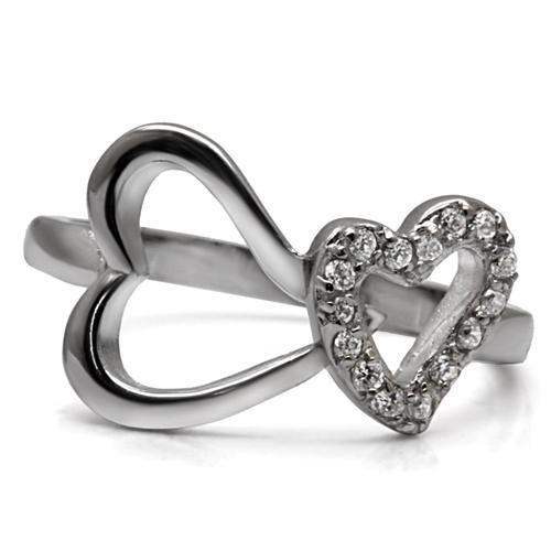 TK077 - High polished (no plating) Stainless Steel Ring with AAA Grade CZ in Clear - Alamode - Flyclothing LLC