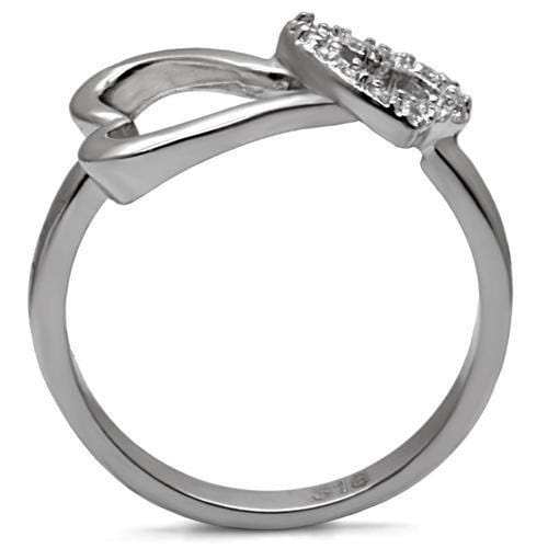 TK077 - High polished (no plating) Stainless Steel Ring with AAA Grade CZ in Clear - Alamode - Flyclothing LLC