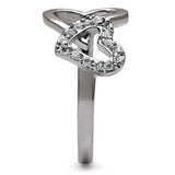 TK077 - High polished (no plating) Stainless Steel Ring with AAA Grade CZ in Clear - Alamode - Flyclothing LLC