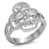TK078 - High polished (no plating) Stainless Steel Ring with AAA Grade CZ in Clear - Alamode - Flyclothing LLC