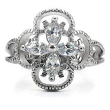 TK078 - High polished (no plating) Stainless Steel Ring with AAA Grade CZ in Clear - Alamode - Flyclothing LLC