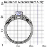 TK079 - High polished (no plating) Stainless Steel Ring with AAA Grade CZ  in Light Amethyst - Alamode