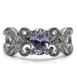 TK079 - High polished (no plating) Stainless Steel Ring with AAA Grade CZ  in Light Amethyst - Alamode