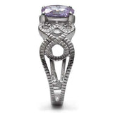 TK079 - High polished (no plating) Stainless Steel Ring with AAA Grade CZ in Light Amethyst - Alamode - Flyclothing LLC