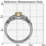 TK080 - High polished (no plating) Stainless Steel Ring with AAA Grade CZ  in Champagne - Alamode