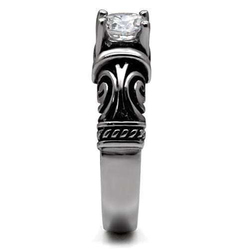TK082 - High polished (no plating) Stainless Steel Ring with AAA Grade CZ in Clear - Alamode - Flyclothing LLC