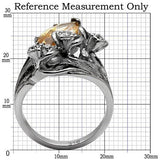 TK083 - High polished (no plating) Stainless Steel Ring with AAA Grade CZ  in Champagne - Alamode