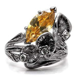 TK083 - High polished (no plating) Stainless Steel Ring with AAA Grade CZ in Champagne - Alamode - Flyclothing LLC