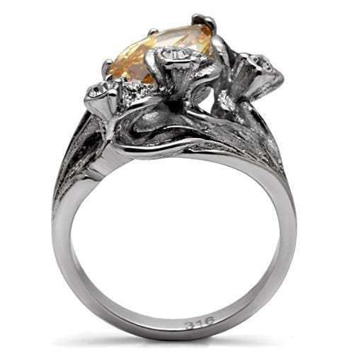 TK083 - High polished (no plating) Stainless Steel Ring with AAA Grade CZ in Champagne - Alamode - Flyclothing LLC