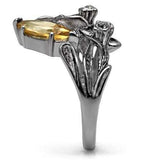 TK083 - High polished (no plating) Stainless Steel Ring with AAA Grade CZ in Champagne - Alamode - Flyclothing LLC