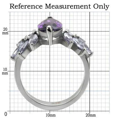 TK085 - High polished (no plating) Stainless Steel Ring with AAA Grade CZ in Amethyst - Alamode - Flyclothing LLC