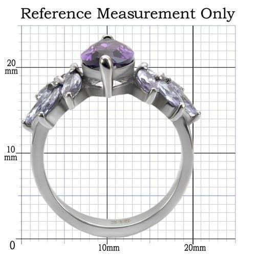 TK085 - High polished (no plating) Stainless Steel Ring with AAA Grade CZ in Amethyst - Alamode - Flyclothing LLC