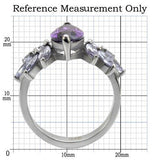 TK085 - High polished (no plating) Stainless Steel Ring with AAA Grade CZ  in Amethyst