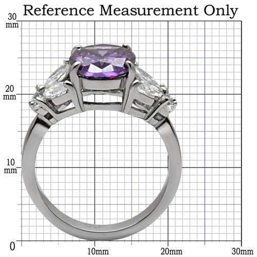 TK086 - High polished (no plating) Stainless Steel Ring with AAA Grade CZ in Amethyst - Alamode - Flyclothing LLC