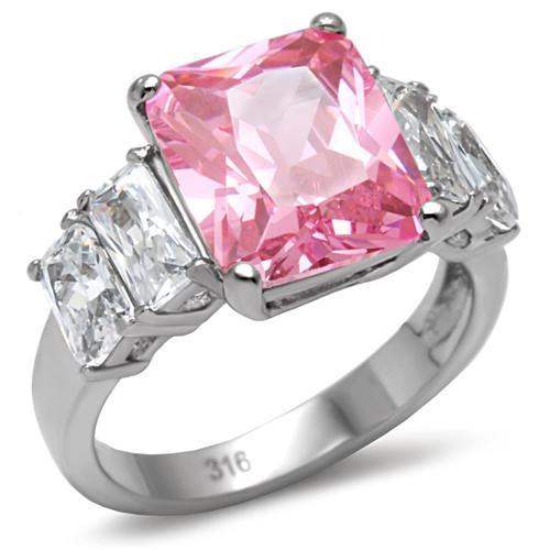 TK088 - High polished (no plating) Stainless Steel Ring with AAA Grade CZ in Rose - Alamode - Flyclothing LLC