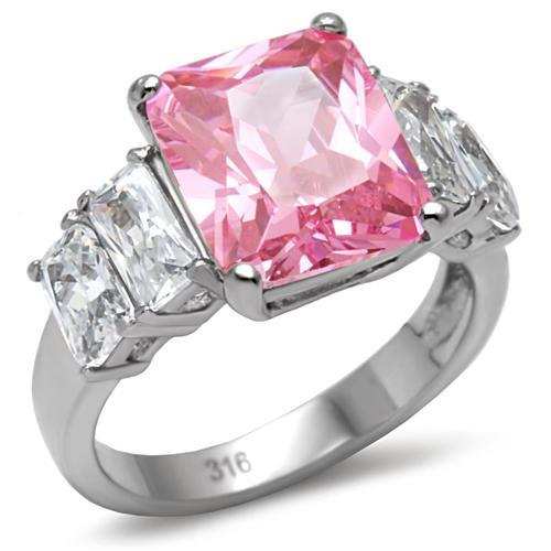 TK088 - High polished (no plating) Stainless Steel Ring with AAA Grade CZ in Rose - Alamode - Flyclothing LLC