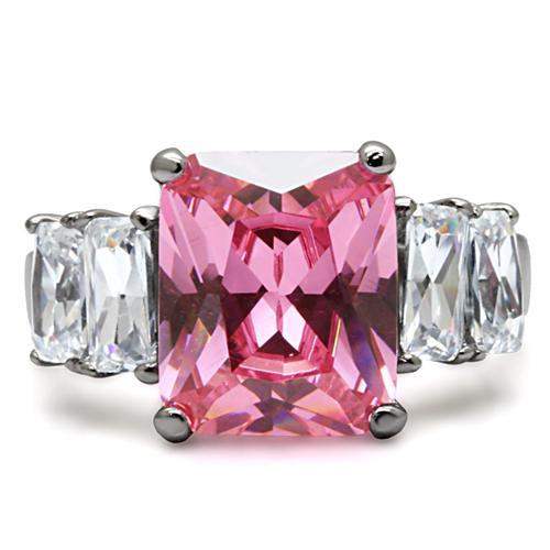 TK088 - High polished (no plating) Stainless Steel Ring with AAA Grade CZ in Rose - Alamode - Flyclothing LLC