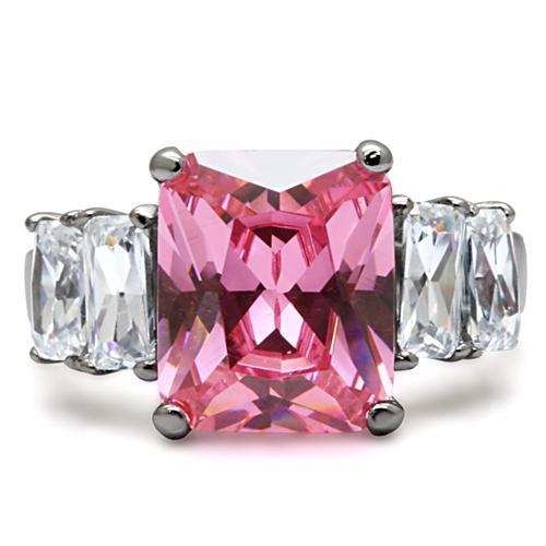 TK088 - High polished (no plating) Stainless Steel Ring with AAA Grade CZ in Rose - Alamode - Flyclothing LLC