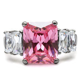 TK088 - High polished (no plating) Stainless Steel Ring with AAA Grade CZ  in Rose - Alamode