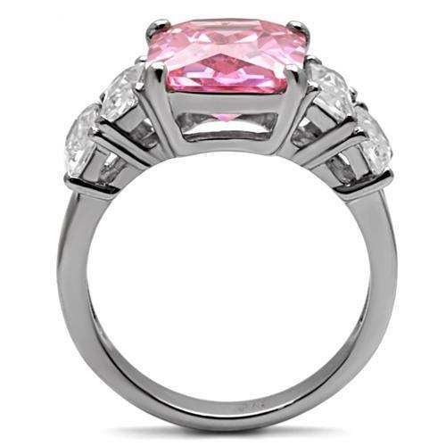 TK088 - High polished (no plating) Stainless Steel Ring with AAA Grade CZ in Rose - Alamode - Flyclothing LLC