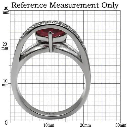 TK089 - High polished (no plating) Stainless Steel Ring with AAA Grade CZ in Ruby - Alamode - Flyclothing LLC