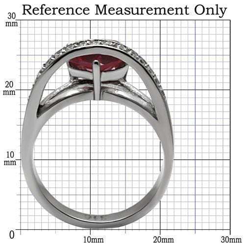 TK089 - High polished (no plating) Stainless Steel Ring with AAA Grade CZ in Ruby - Alamode - Flyclothing LLC
