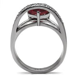 TK089 - High polished (no plating) Stainless Steel Ring with AAA Grade CZ  in Ruby - Alamode