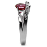 TK089 - High polished (no plating) Stainless Steel Ring with AAA Grade CZ in Ruby - Alamode - Flyclothing LLC