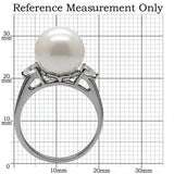 TK090 - High polished (no plating) Stainless Steel Ring with Synthetic Pearl in Aurora Borealis (Rainbow Effect) - Alamode - Flyclothing LLC