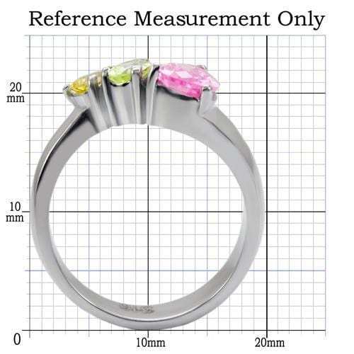 TK091 - High polished (no plating) Stainless Steel Ring with AAA Grade CZ in Multi Color - Alamode - Flyclothing LLC