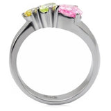 TK091 - High polished (no plating) Stainless Steel Ring with AAA Grade CZ  in Multi Color - Alamode
