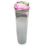 TK091 - High polished (no plating) Stainless Steel Ring with AAA Grade CZ in Multi Color - Alamode - Flyclothing LLC